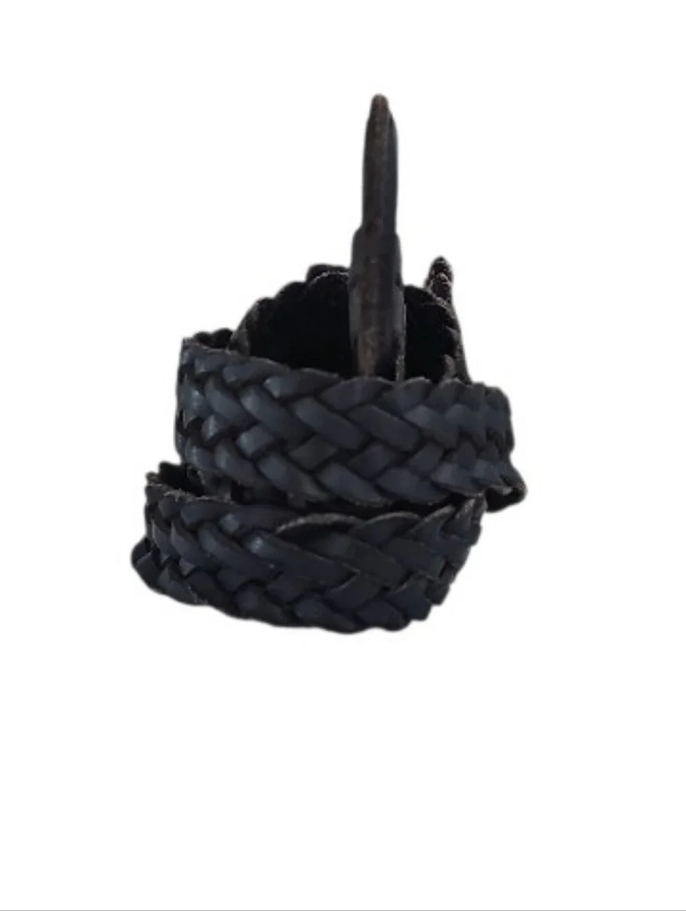 Vintage Capezio Braided Leather Belt Navy Blue Argentina Woven M L Boho Classic